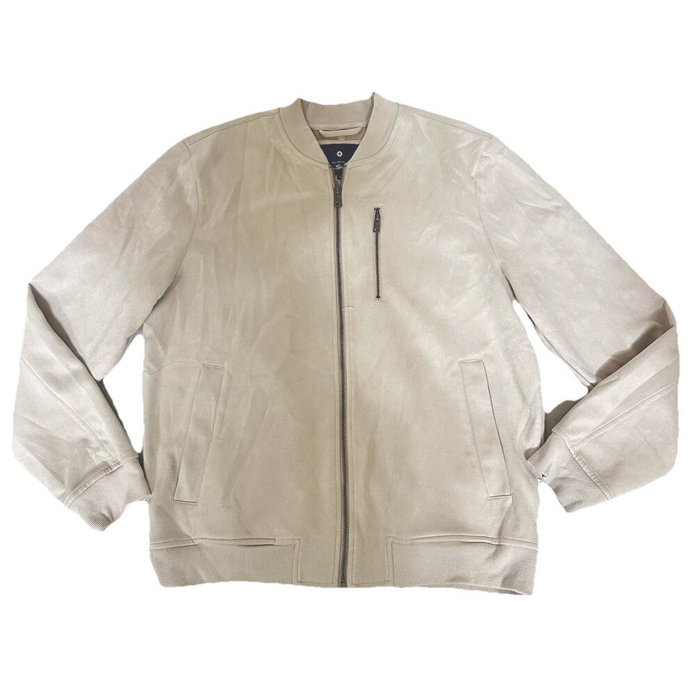 Ben Sherman Beige Bomber Jacket Full Zip Lightweight Band Collar Men's Size L